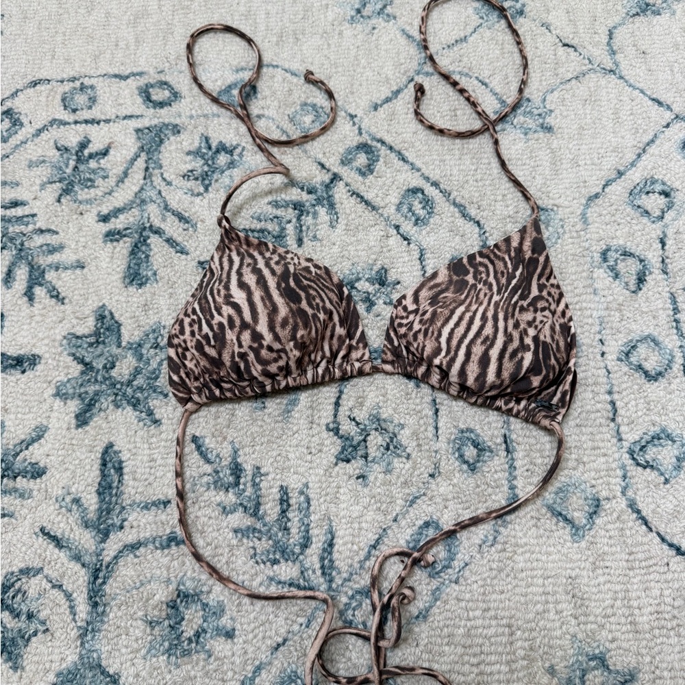 Brown Animal Print Triangle Bikini Top